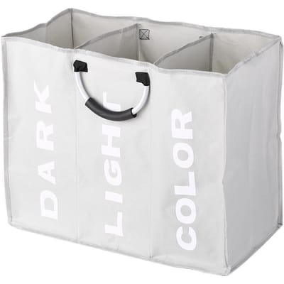 3-delige grote opvouwbare Oxford wasmand tas vuile was opbergzak organizer met aluminium lichtgrijze kleur