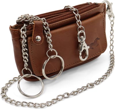 Sleuteltasjes - Sleuteletui - Sleuteletui heren - Sleuteltasje - Sleuteletui dames - Sleuteletui met rits - sleuteltasje heren - Safekeepers Sleuteltasjes - met ketting – middenbruin