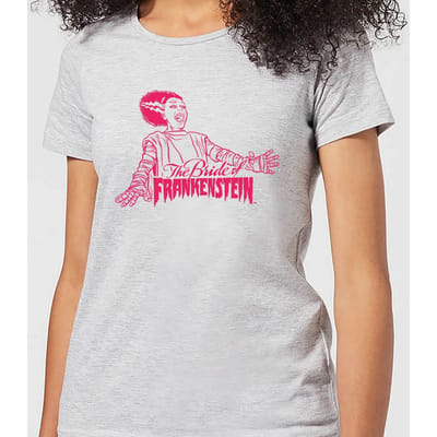 Universal Monsters Bride Of Frankenstein Crest Dames T-shirt - Grijs - S