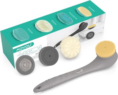 Elektrische Lichaamsborstel met Draaikop, 4 Accessoires, Waterdicht en Oplaadbaar voor een Verkwikkende Doucheervaring