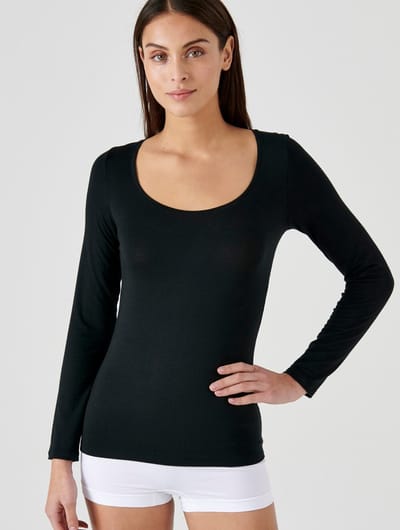 Damart - T-shirt met lange mouwen Thermolactyl Sensitive onzichtbaar - Dames - Zwart - 34-36 (XS)