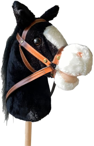 Venditoy® Hobbyhorse Stok Paard - Zwart Stokpaardje - Houten Speelgoed Peuter - Buitenspeelgoed - Hobby Horse Spullen - schoencadeautjes sinterklaas - Midnight