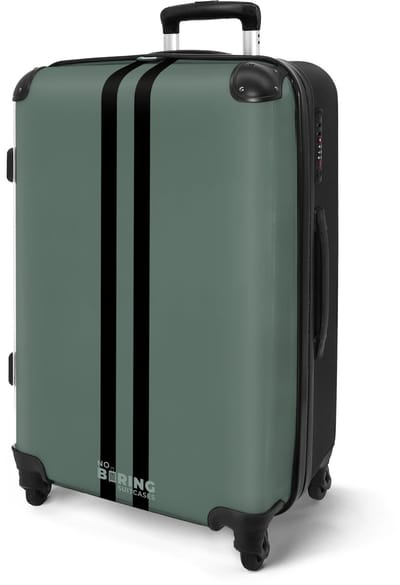 NoBoringSuitcases.com® - Koffer groot - Rolkoffer lichtgewicht - Groen met dubbele strepen - Vakantie reiskoffer met 4 wielen - Grote trolley XL - Travel suitcase large - 20 kg bagage - Ruimbagage medium met TSA slot