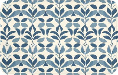Badmat 80x50 cm - Antislip - Flora - Modern - Blauw - Badmatten voor badkamer - Badkamermat - Douchemat - Badkamer mat