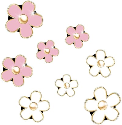 Allecto - Daisy Flower Air Intake Clips - 8-delige set - Kleurrijke ventilatieclips - Roze en witte kleuren - Decoratieve clips voor auto - Verbete...