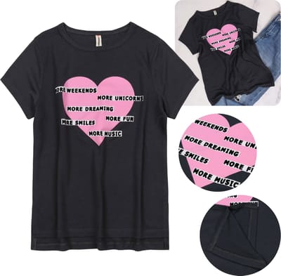 Grafietkleurig T-shirt voor meisjes, loszittend T-shirt voor meisjes met uitsnijdingen