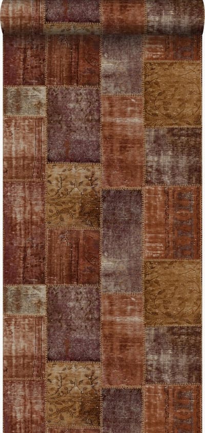 Origin Wallcoverings behang kelim patchwork roest bruin - 53 cm x 10.05 m - 347465