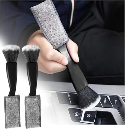 2 stuks auto-interieur ventilatierooster reinigingsborstels – krasvrije auto detailing borstel, multifunctioneel reinigingsgereedschap voor dashboard (Zwart)