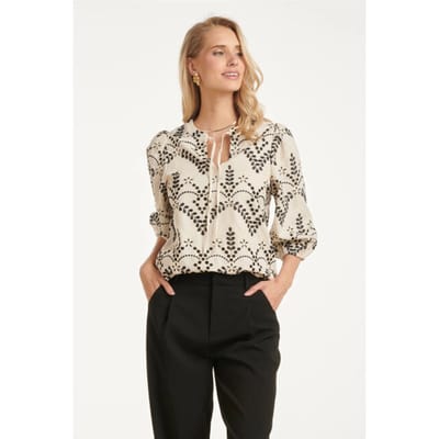 Smashed Lemon Blouse met gedetailleerd borduurwerk en ballonmouwen |