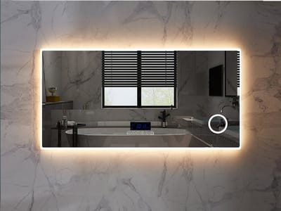 Mawialux LED Badkamerspiegel - Dimbaar - 120x70cm - Rechthoek - Verwarming - Digitale Klok - Vergroot spiegel - Bluetooth - Myla