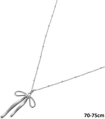 Ketting - RVS - strik - zilverkleurig - 70-75 cm