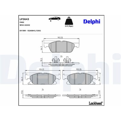Remblokset DELPHI LP3643, voor