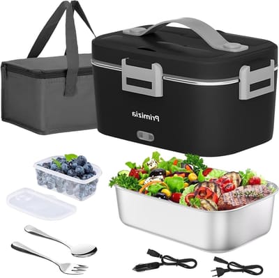 Verwarmde Lunchbox - Elektrische Maaltijd - Warme Maaltijden - Draagbaar en Lekvrij - 1.8 Liter - Zwart