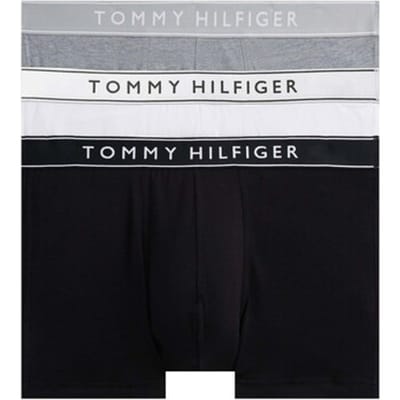 Tommy Hilfiger 3 Pack Heren Trunks/Ondergoed - Zwart/Wit/Grijs - Maat S