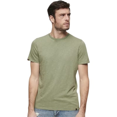 Superdry Slub T-shirt met Ronde Hals en Korte Mouwen Groen Grootte: L