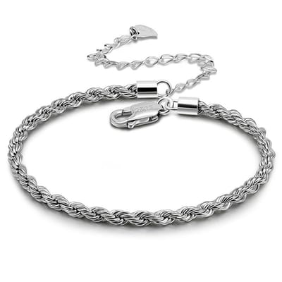 Glanzende 925 Sterling Zilveren Ketting Enkelbandje voor Dames Heren Mode Vlechtwerk Kruis Enkelbandje Blote Voeten Sandalen Voet Sieraden Cadeau gray