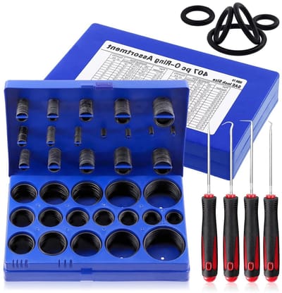 411 Stuks 32 Maten SAE Universele O-Ring Assortiment Kit met Nitrile Rubber en Haakjes voor Loodgieterswerk, Lucht- en Gasafdichting