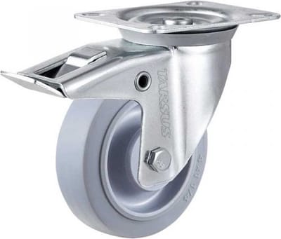 Zwenkwiel met rem 100 mm 100 kg TPR rubberband extra stil - TARSUS