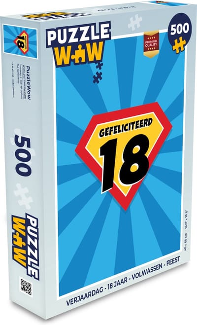 Puzzel Verjaardag - 18 jaar - Volwassen - Feest - Legpuzzel - Puzzel 500 stukjes