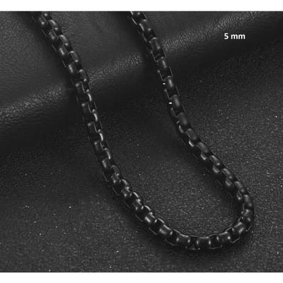 Aramat Jewels | Halskettingen | Zwarte Stalen Jasseron Ketting – Stoere Schakelketting Unisex RVS | 5mm / 75cm |75cm | | Staal | Volwassenen | Verkleurd niet