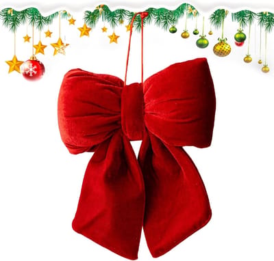 kerststrikken - 33 x 29 cm fluwelen rood decor, stoffen kerstboomstrikken voor ornamenten, slingers en kransen | Vakantieboogdecoratie voor thuis, buiten, voordeur, winkelcentrum, bruiloft