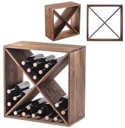 Ruimtebesparend Houten Wijnrek - Groot Flessenrek voor Wijnflessen - Stabiele Wijnstandaard - Rustieke Wijnkast