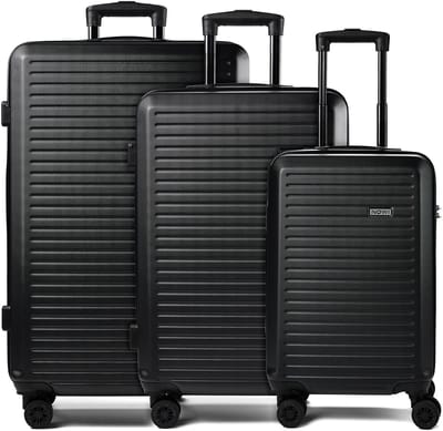 NOWI Grand Canaria Koffer 4 wielen set 3pc. met dubbele wielen - Harde bagage - Combinatieslot - schwarz
