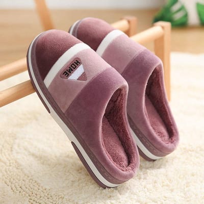 Herfst en Winter Puur Katoen Pantoffels Indoor Antislip Zachtzool Schoenen Warme Eenvoudige Pluche Katoenen Schoenen 40-41 paars