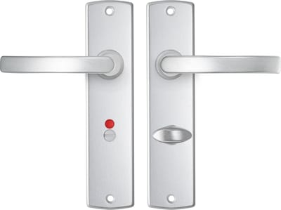 AXA Deurbeslag set Binnendeur - Curve Basic - Deurkruk Aluminium - Kruk L - Deurklink op schild - voor toilet/badkamer - TL63-8