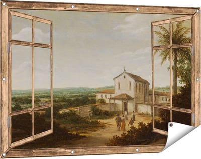 Gards Tuinposter Doorkijk Kerkelijk Gebouw in Brazilië - Frans Jansz. Post - 120x80 cm - Tuindoek - Tuindecoratie - Wanddecoratie buiten - Tuinschilderij