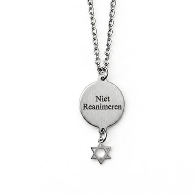 2 Love It Niet Reanimeren – Ketting – Zilverkleurig – RVS - Ronde penning met Davidster – 50 cm
