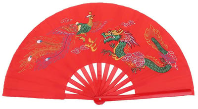 Shopcentral - Tai Chi Fan - Chinese Kung Fu Ventilator - Handheld - Rood - Vouwbaar - Ideaal voor Martial Arts - Voor mannen en vrouwen