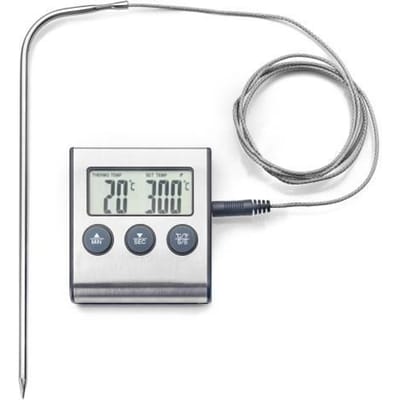 Magnetische Digitale Thermometer - Roestvrij Staal - 6x7 cm - Afstandsbediende Sonde 115 cm - Bereik -50°C tot +300°C