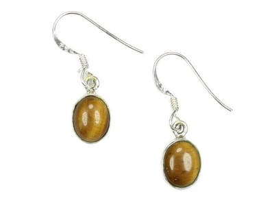 Zilveren oorbellen Tijgeroog 925 zilver (incl. oorbel stoppers)