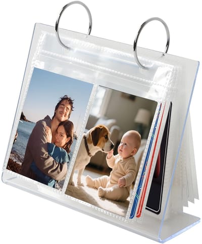 Dailygoods - Fotoalbum van acryl met 68 dubbelzijdige vakken, transparant tafelalbum met ringen, voor 2 x 3 foto's, Kpop-kaarten en ansichtkaarten, fotoalbum voor thuis, kantoor, reizen