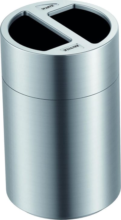 Afvalbak open top 60 + 60 liter aluminium
