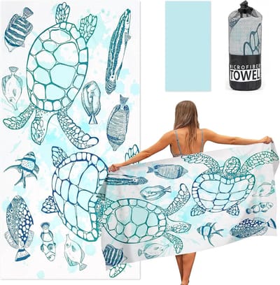 Grote Sneldrogende Strandhanddoek van Microvezel, 80x160cm, Ideaal voor Zwemmen, Yoga en Reizen, Inclusief Opbergtas