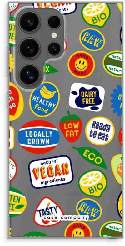 Case Company® - Hoesje geschikt voor Samsung Galaxy S24 Ultra hoesje - Fruitsticker - Soft Cover Telefoonhoesje - Bescherming aan alle Kanten en Schermrand
