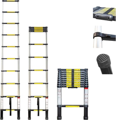 Telescopische ladder - Opvouwbare ladder - Veilig werken - EN131 norm - 29 meter - Grijs