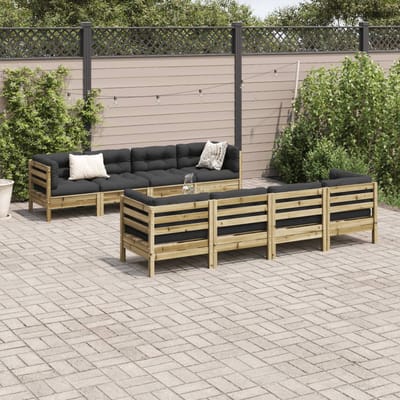 vidaXL - 9-delige - Loungeset - met - kussens - geïmpregneerd - grenenhout