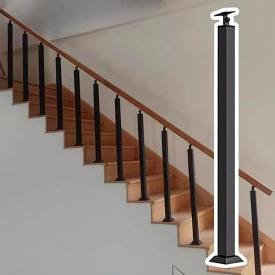 Metalen trap balustrade - Leuning spindel - Veiligheid verhogen - Verstelbare hoek - Hoogte 95 cm - Zwart