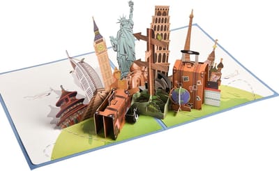 3D Wenskaart - Origami Kaart Wereldkaart - Zegeningen Uiten - Driedimensionaal Ontwerp - 21 x 16 cm - Meerkleurig
