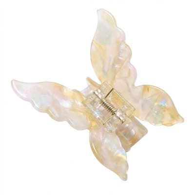 Parelmoer beige haarclip – vlinder haar klem – dames – kunststof haar accessoire met glanzend parel effect – sterke grip – elegante vlinder vorm