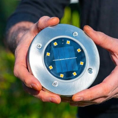 HOFTRONIC - 4x Solar Grondspot Ellis - 3000K Warmwit licht - IP65 waterdicht - RVS - Incl. Schemerschakelaar - Zwart - Solar tuinverlichting - Solar tuinspots