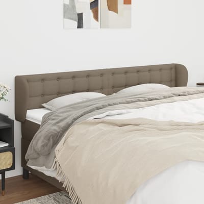vidaXL - Hoofdbord - met - randen - 183x23x78/88 - cm - stof - taupe