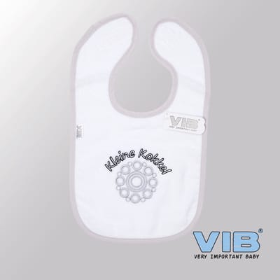 VIB® - Slabbetje Luxe velours - Kleine Kokkel (Wit-Grijs) - Babykleertjes - Slabbetjes - zwangerschap aankondiging - baby aankondiging