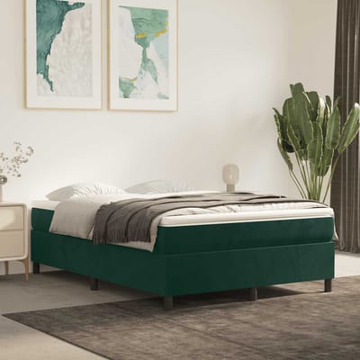 vidaXL - Boxspring - bed - 140x190 - cm - fluweel - donkergroen