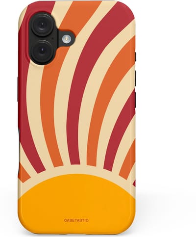 Casetastic hoesje geschikt voor Apple iPhone 16 - MagSafe - Dubbellaagse bescherming - Retro zomer - Fashion Case - Beige Terracotta Okergeel Bordeaux