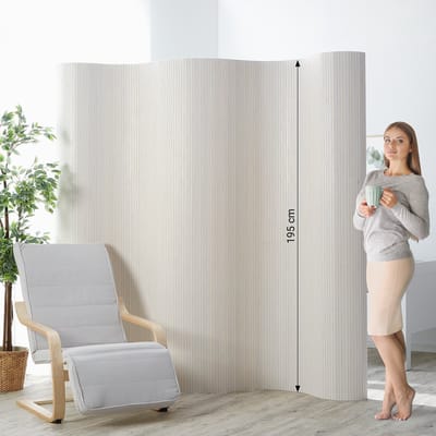 Homestyle4u Kamerscherm - 250x195 cm - Wit - Bamboe