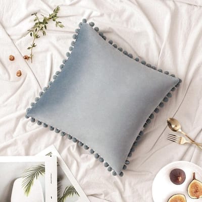 1 pièce taie d'oreiller pompon velours 40*40cm taie d'oreiller décorative couleur grise housse d'oreiller jeté pour salon chambre bureau 40x40cm gray